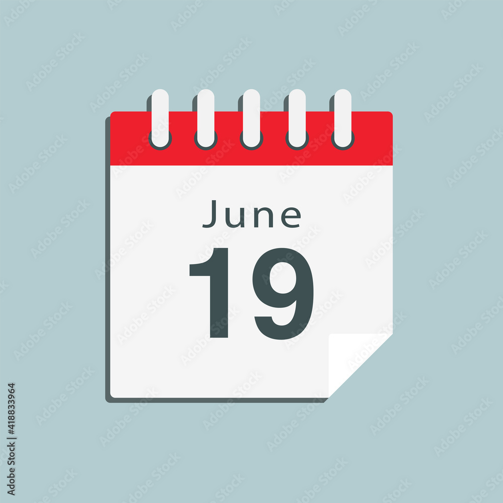 Icon day date 19 June, template calendar page Icon day date 19 June, template calendar page