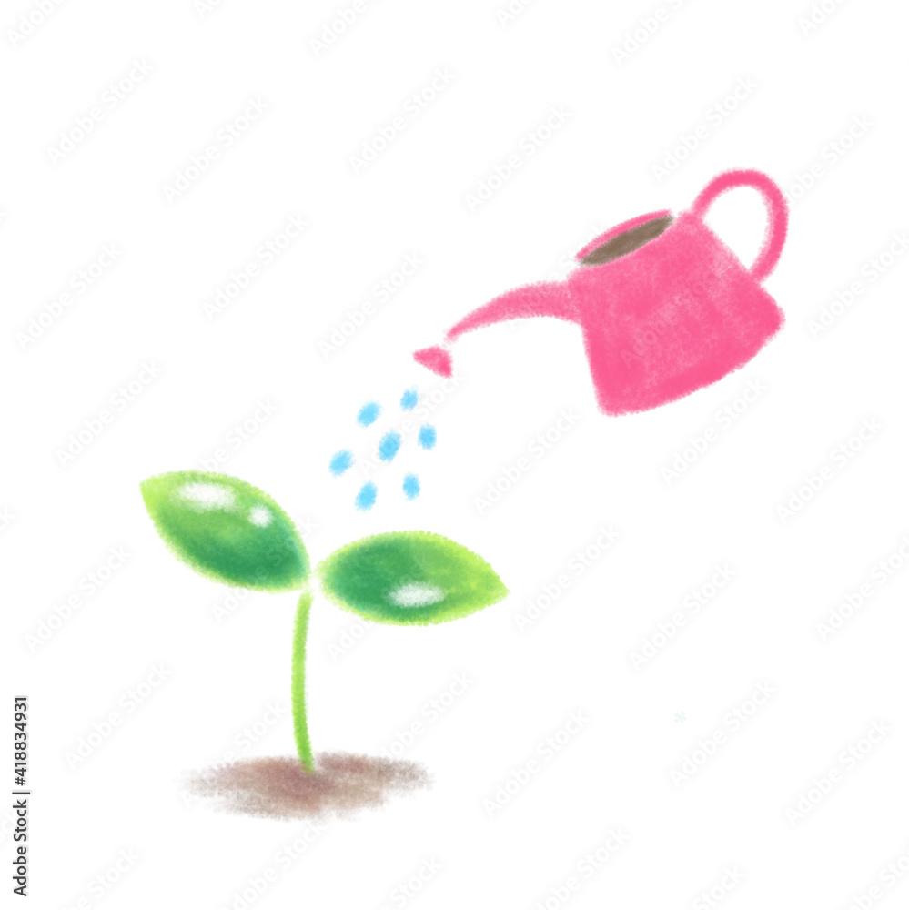 ふたば 水やり 手描きイラスト Stock Illustration Adobe Stock