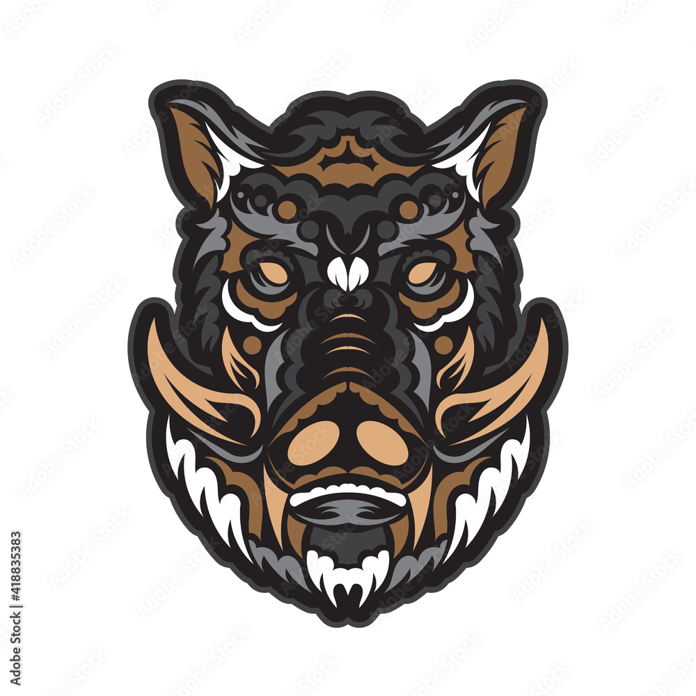 Wild boar head mascot. Vector illustration for use as print, poster, sticker, logo, tattoo, emblem and other. Wild boar head mascot. Vector illustration for use as print, poster, sticker, logo, tattoo, emblem and other.