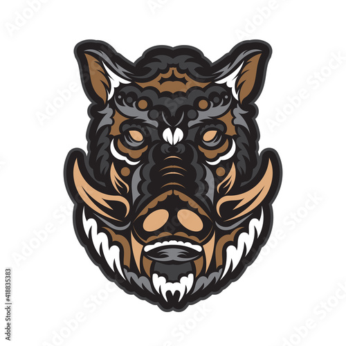 Wild boar head mascot. Vector illustration for use as print, poster, sticker, logo, tattoo, emblem and other.