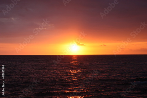 Beautiful sunset landscape of Kua Bay (Manini'owali beach) in Big Island, Hawaii photo