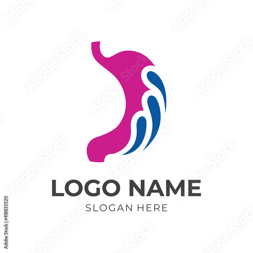 stomach logo template with flat pink and blue color style