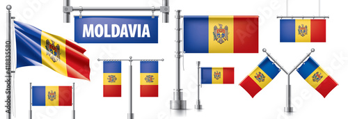 Vector set of the national flag of Moldavia in various creative designs