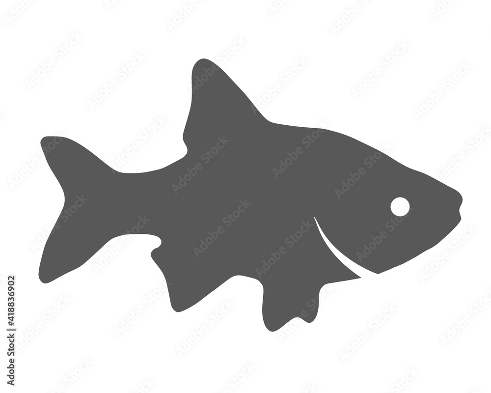 Grey silhouette of fish on white background Grey silhouette of fish on white background