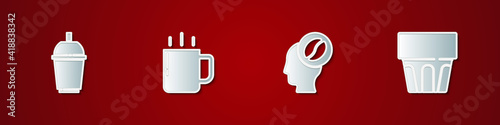 Set Coffee cup to go, , Barista and Glass with water icon. Vector.