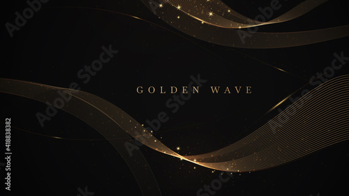 Golden wave on black background , luxury modern concept. vector illustration for design.