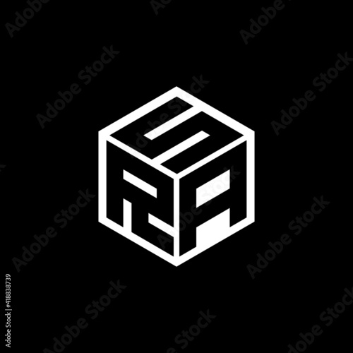 RAS letter logo design with black background in illustrator, cube logo, vector logo, modern alphabet font overlap style. calligraphy designs for logo, Poster, Invitation, etc.
