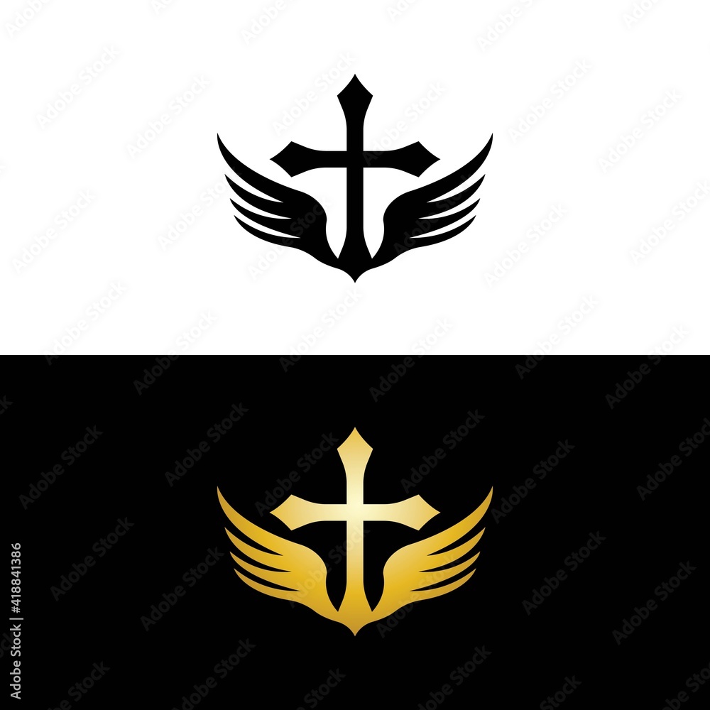 Cross wings for Church Logo vector template creative icon design Cross wings for Church Logo vector template creative icon design