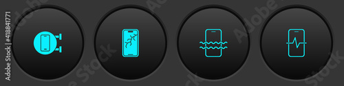 Set Phone repair service, Mobile with broken screen, Waterproof phone and icon. Vector.
