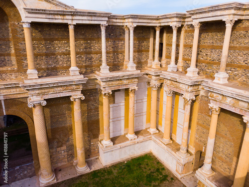 Preserved elements of architecture of Roman bath gymnasium complex in ancient Lydian city of Sardis, Manisa Province, Turkey photo