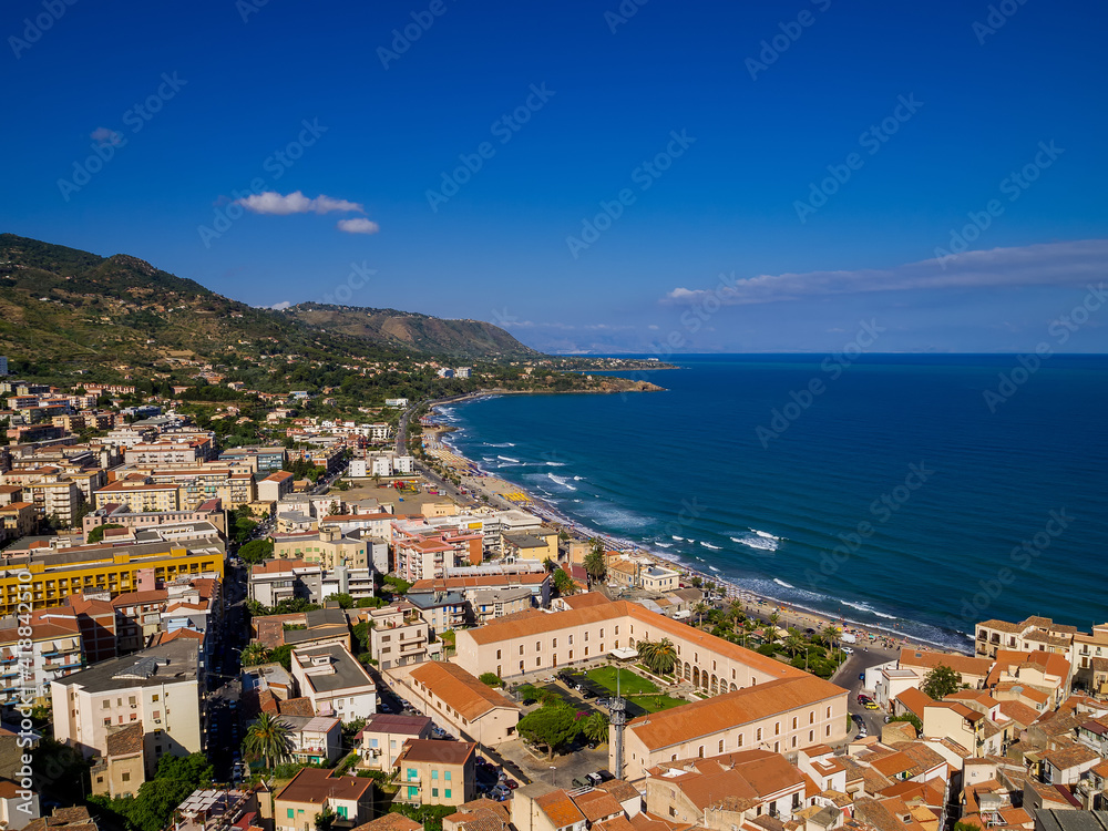 View of Cefalu, Sicily from La Rocca mountain