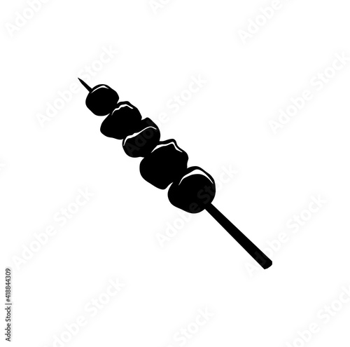 satay icon vector, grilled meat illustrations. Shish kebab on skewers vector icon.