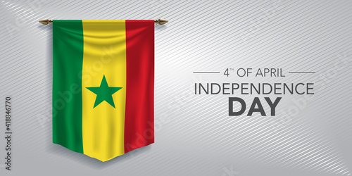 Senegal independence day greeting card, banner, vector illustration