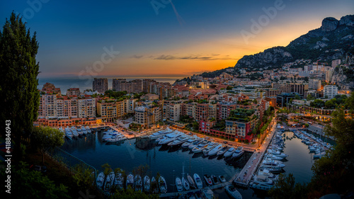 Precious apartments and harbor with luxury yachts in the bay, Monte Carlo, Monaco, Europe