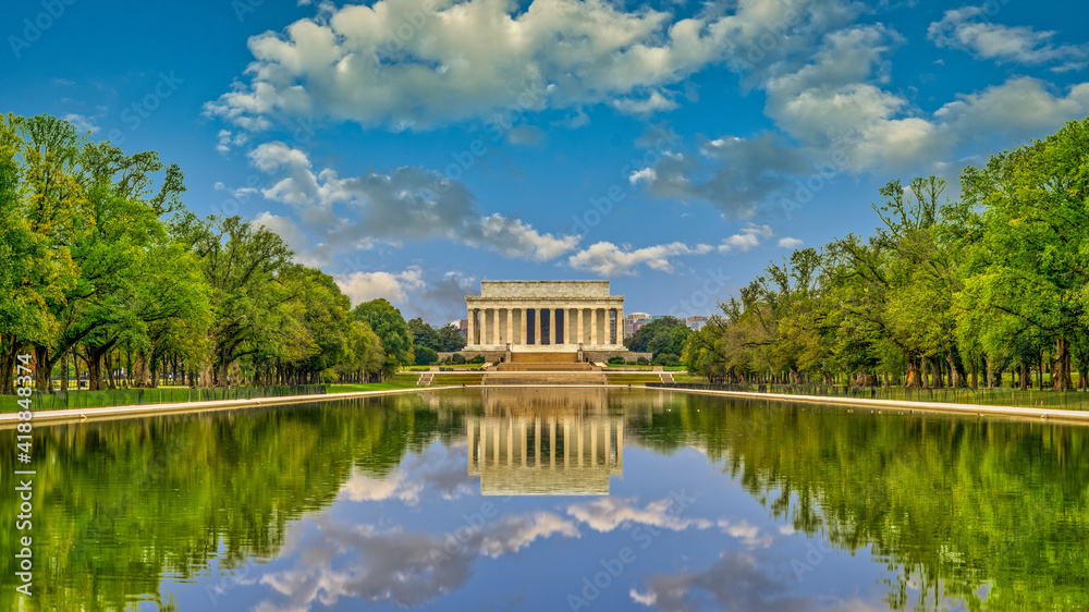 Reflecting Pool Reflection Abraham Lincoln Statue Memorial Columns Monument Washington DC. Reflecting Pool Reflection Abraham Lincoln Statue Memorial Columns Monument Washington DC.