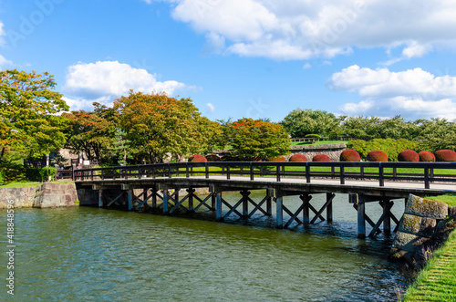 View of the Goryokaku Park in autumn in Hakodate, Hokkaido, Japan. © Tanya