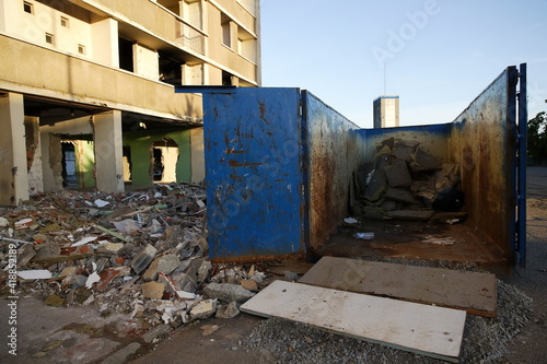 Demolition site in a building complex