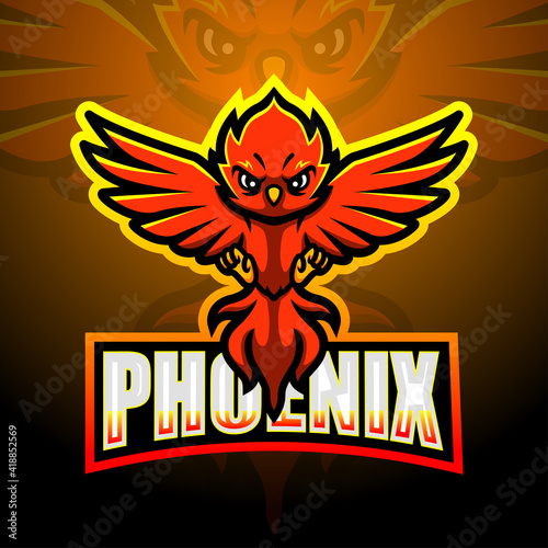 Phoenix mascot esport logo design	