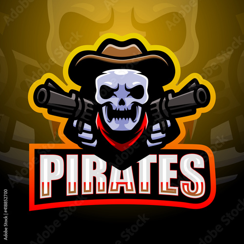Pirate skull esport mascot logo design