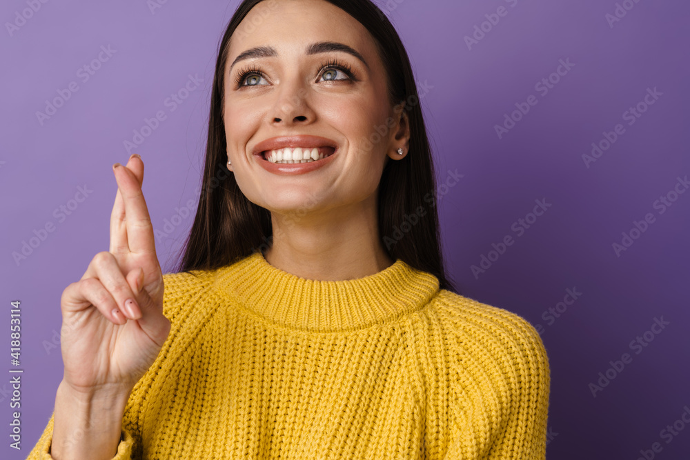 Happy beautiful brunette girl smiling and looking at camera Happy beautiful brunette girl smiling and looking at camera