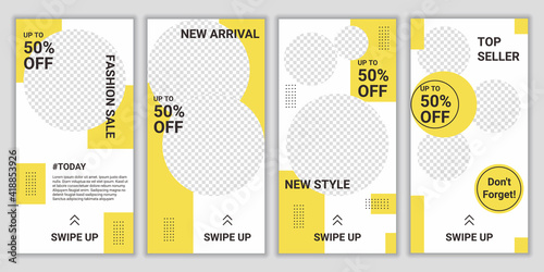 Trendy editable template for social network post stories design. Set of ig story post frame. Mockup for business stories: fashion, lifestyle, new arrival product etc. Vector illustration