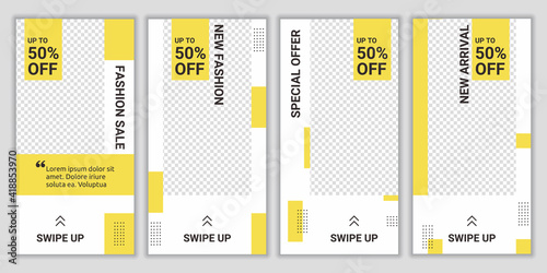 Bundle fashion sale social media post stories for online shopping design template. Suitable for social media post fashion style digital promotion. Trendy vector sale and discount backgrounds