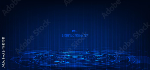 Abstract tech interface of blue geometric style template with power. Overlapping of dark tone color background. illustraion vector