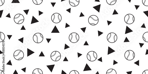 baseball seamless pattern ball vector softball sport cartoon triangle scarf isolated repeat wallpaper tile background illustration doodle design