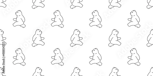 bear seamless pattern polar vector running walk repeat wallpaper teddy scarf isolated cloud cartoon illustration tile background illustration doodle design