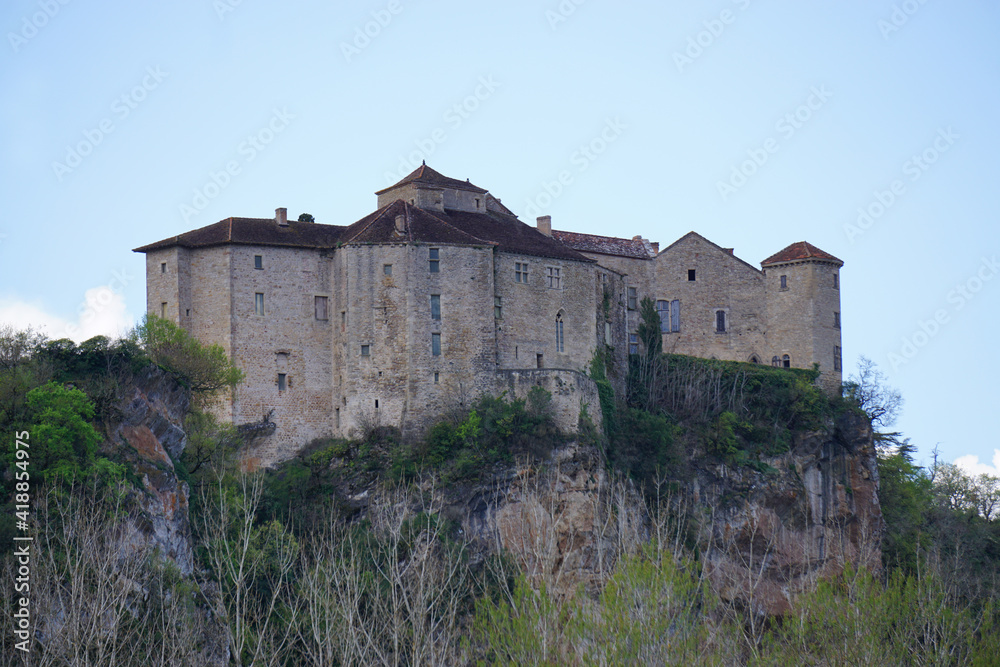 old fortress on a outcrop of rocks in the mountains in France