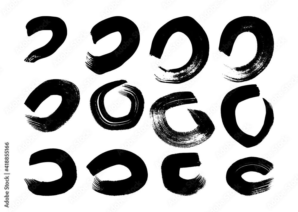 Black grunge brush strokes in circle form Black grunge brush strokes in circle form