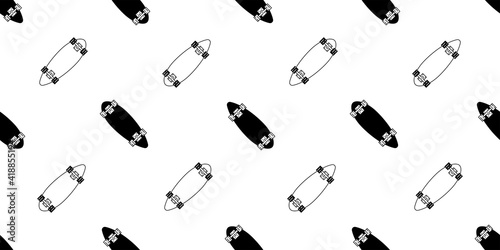 skateboard seamless pattern skating vector cruiser board extreme sport cartoon scarf isolated repeat wallpaper tile background illustration gift wrap paper white black design