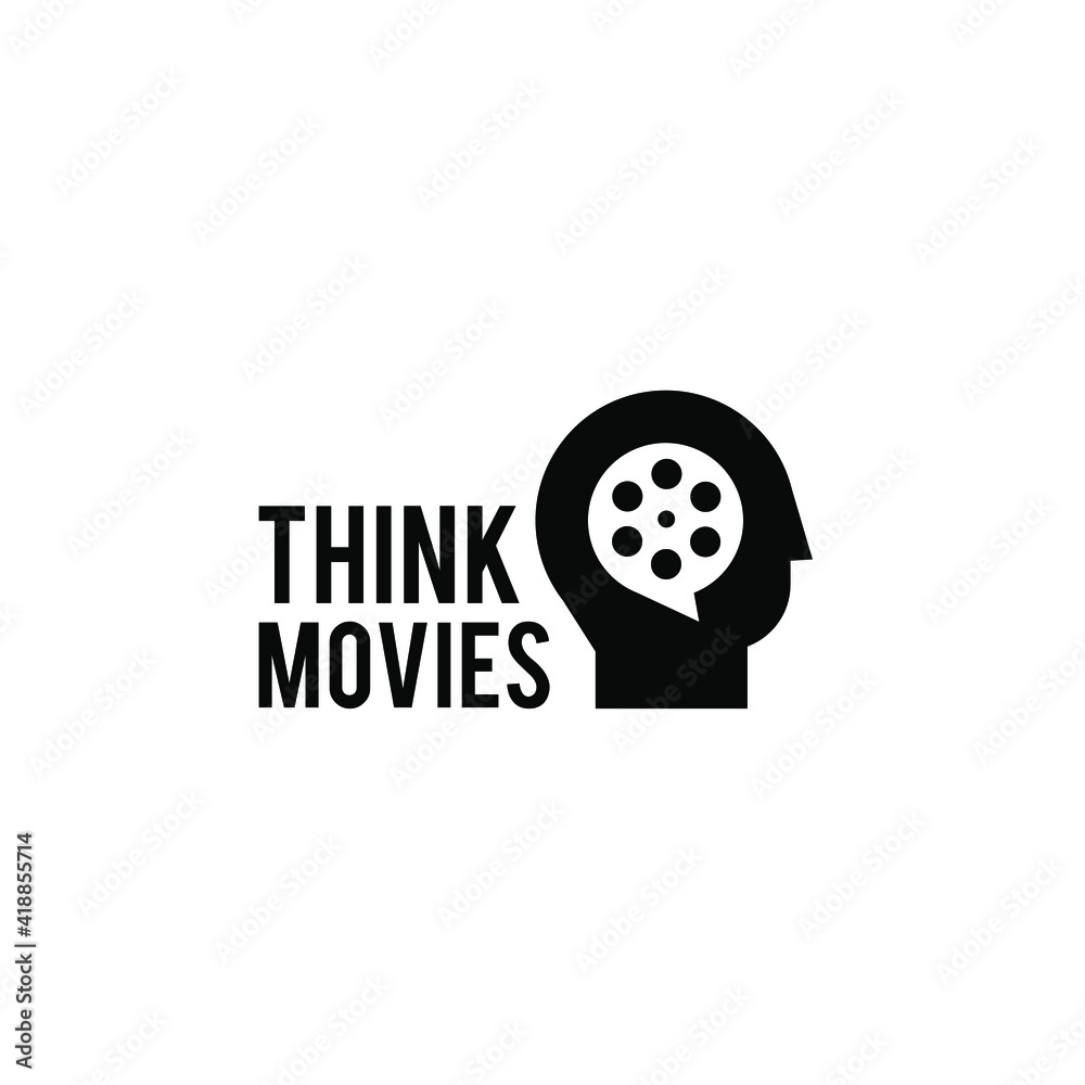 Think Movies Studio Video Cinema Cinematography Film Production logo design vector icon illustration Isolated White Background