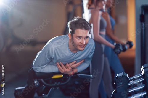 Group of people working out in a gym