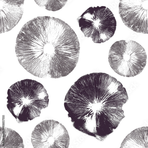 Mushroom spore print seamless pattern photo