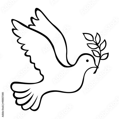 Peace Dove With Olive Oil Lineart Icon