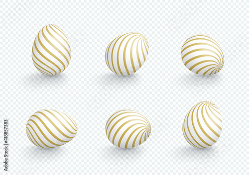 Easter Eggs Vector Element Angles Set 3d Isolated Stripes