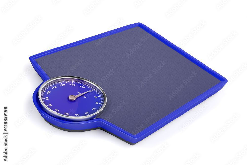 Blue weight scale on white background Blue weight scale on white background