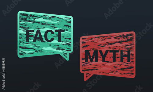 Myths facts sign. Hand drawn speech bubble. True or false. Illustration vector