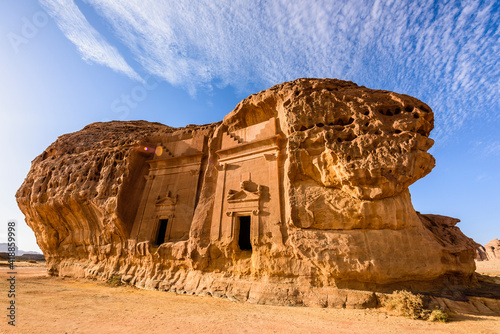 Hegra, also known as Mada�in Salih, or Al-?ijr, archaeological site, Nabatean carved rock cave tombs photo