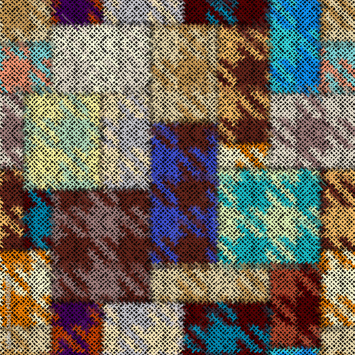 Seamless plaid pattern. Imitation of a texture of rough canvas. Vector image.