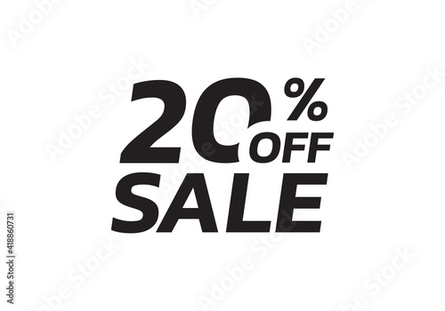 20 percent price off icon, label or tag for sale. Discount badge or sticker design. Vector illustration.