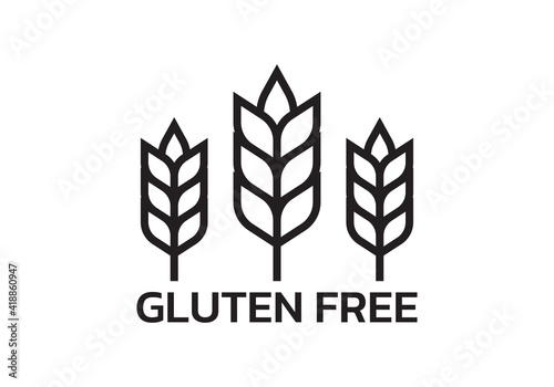 Gluten free icon with grain or wheat symbol. Food allergy label or logo. Vector illustration.