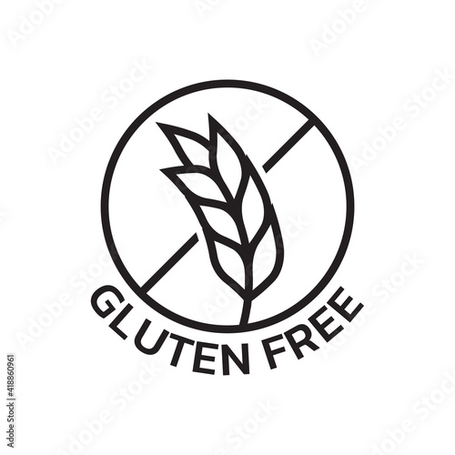 Gluten free icon with grain or wheat symbol. Food allergy label or logo. Vector illustration.