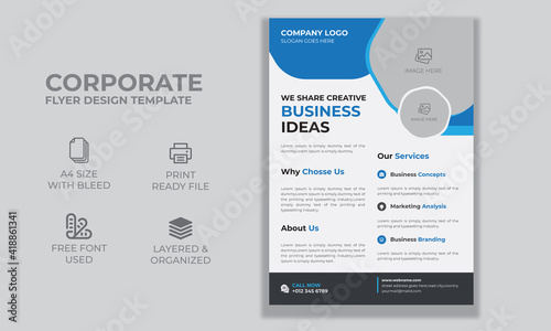 Corporate Business Flyer Design Template Print ready fully editable ,Corporate Poster, Brochure Cover Template