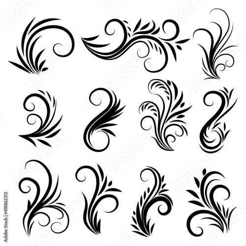 Vintage calligraphic swirl ornaments set