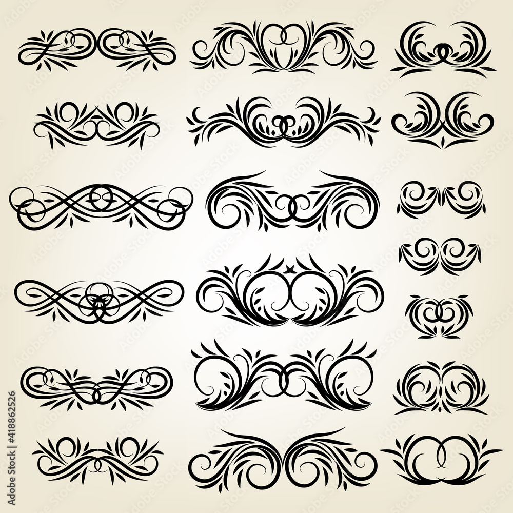 Naklejka premium Vintage calligraphic swirl ornaments set
