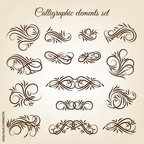 Vintage calligraphic swirl ornaments set