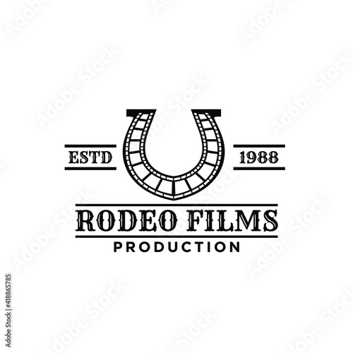 
horseshoe film western logo icon design