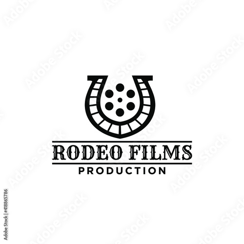 
horseshoe film western logo icon design